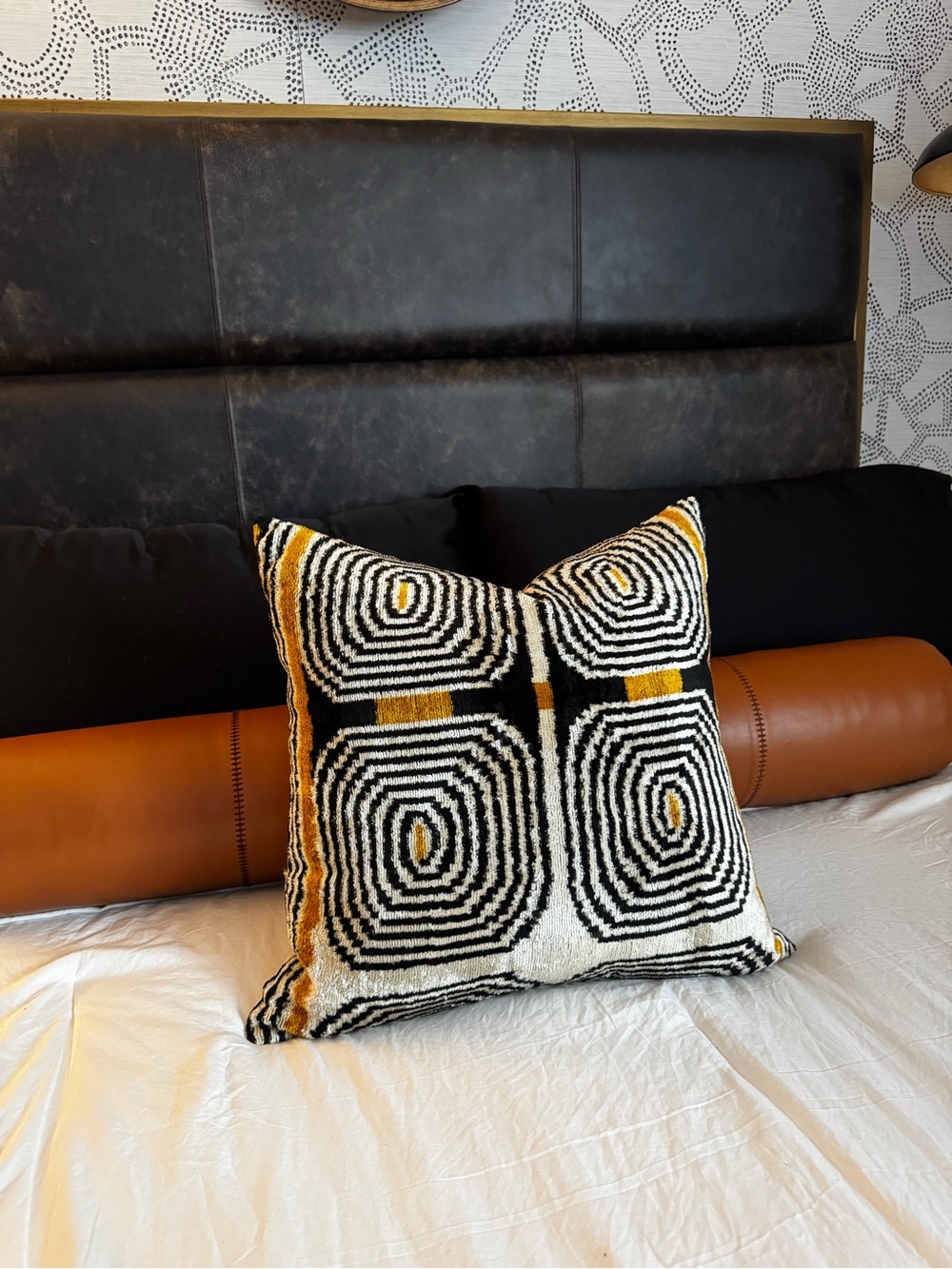 Geometric Black, White & Gold Accent Pillow - Home Accents